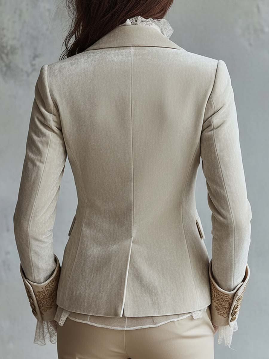 Clara I Ivory Embroidered Tailored Blazer