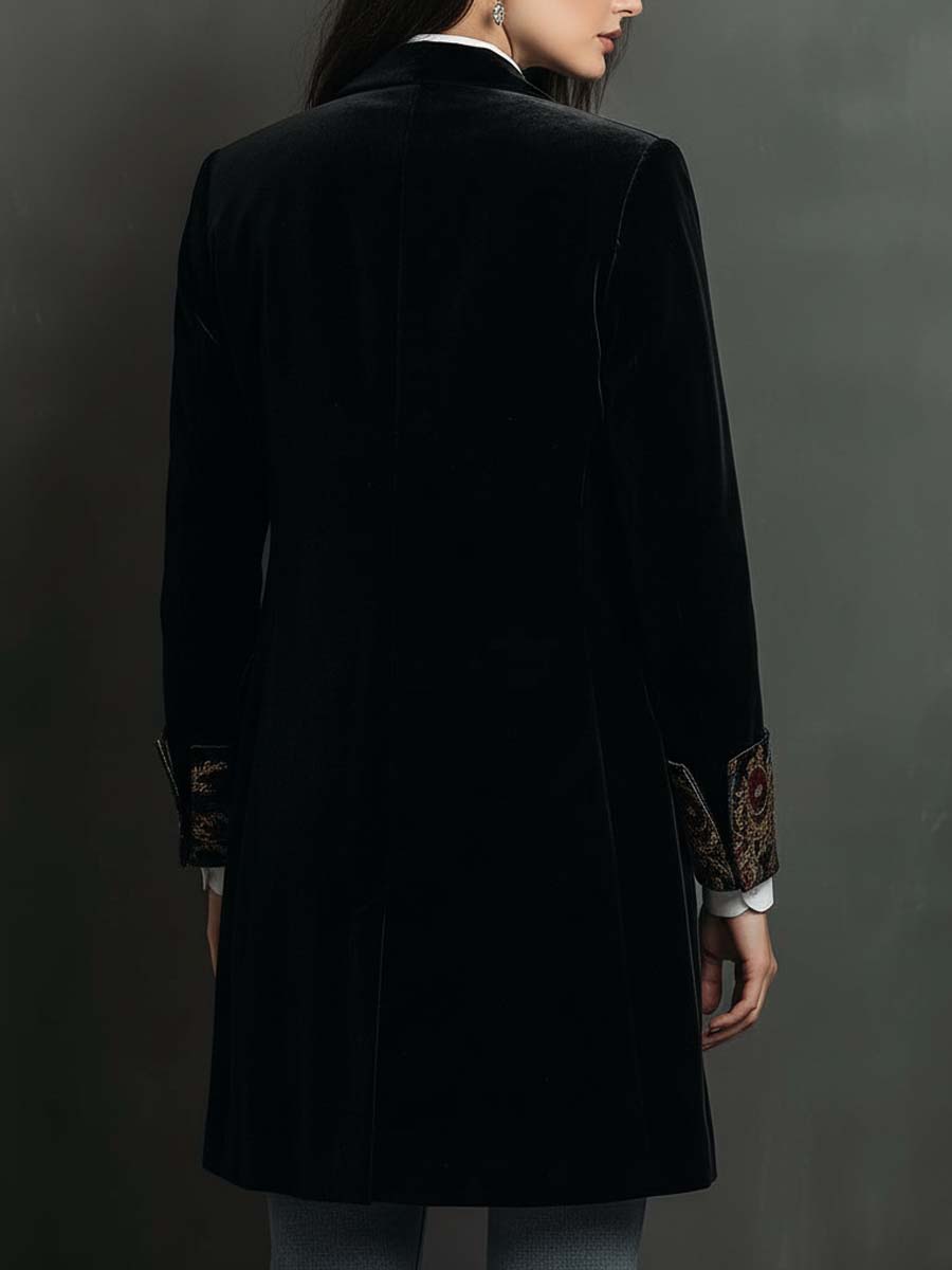 Sienna I Black Baroque Print Lapel Slim Fit Blazer