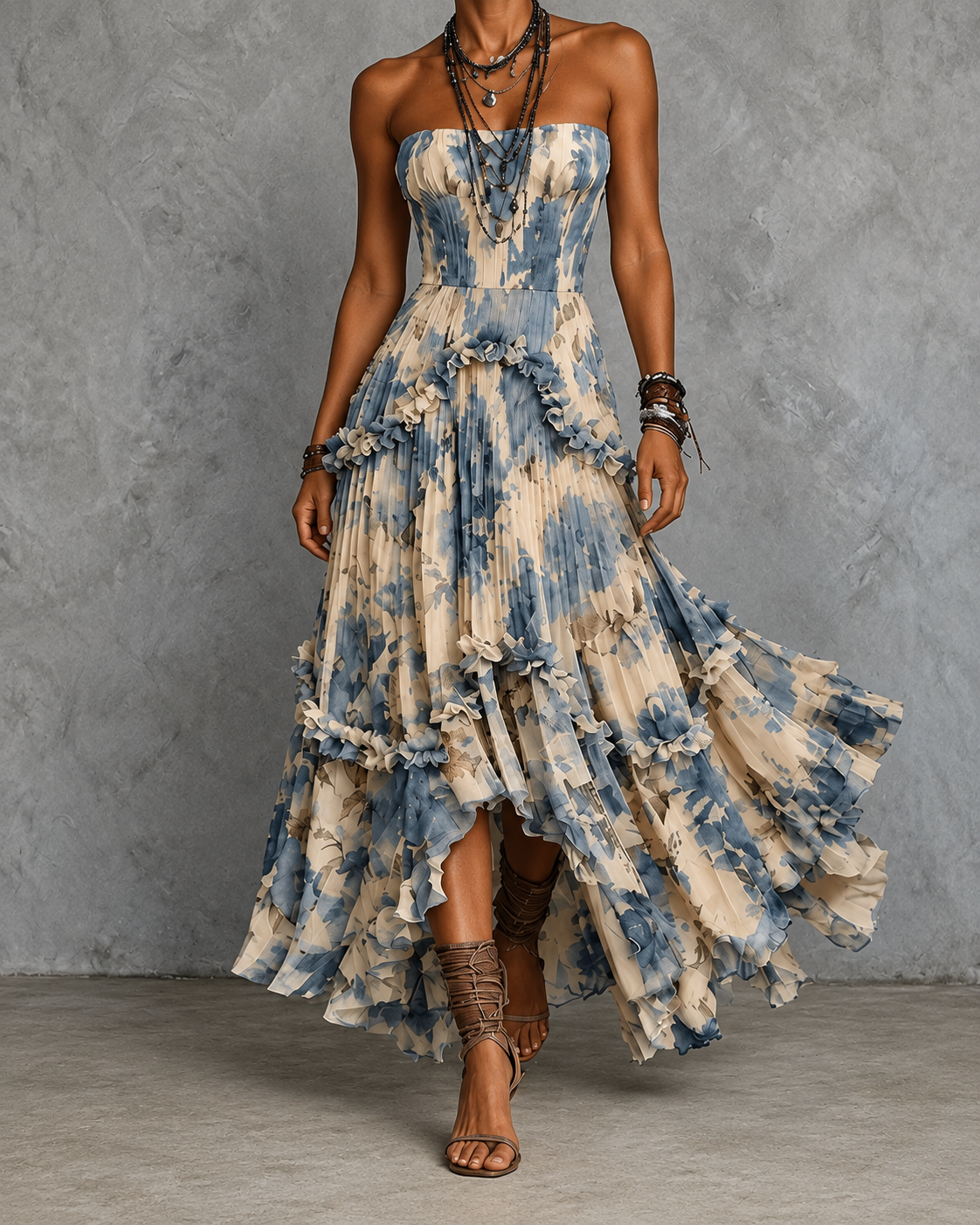 Rosalind | Strapless 3D Floral Maxi