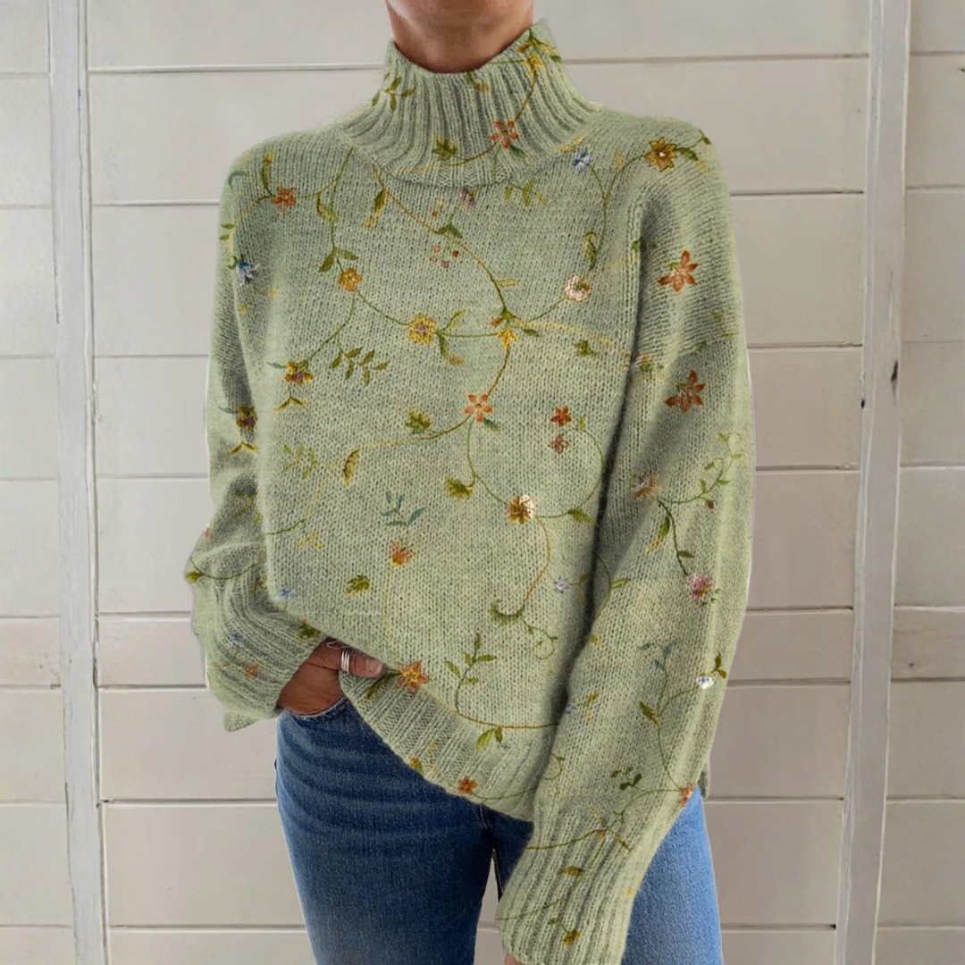 Mila - Floral pattern long-sleeve sweater