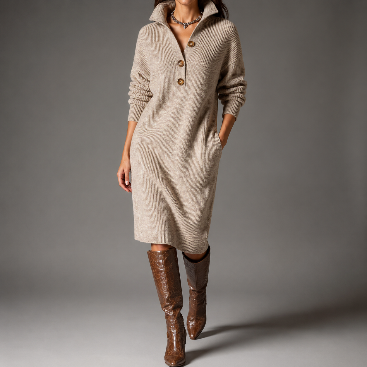 Carmen™ | Warm Knit Midi Dress