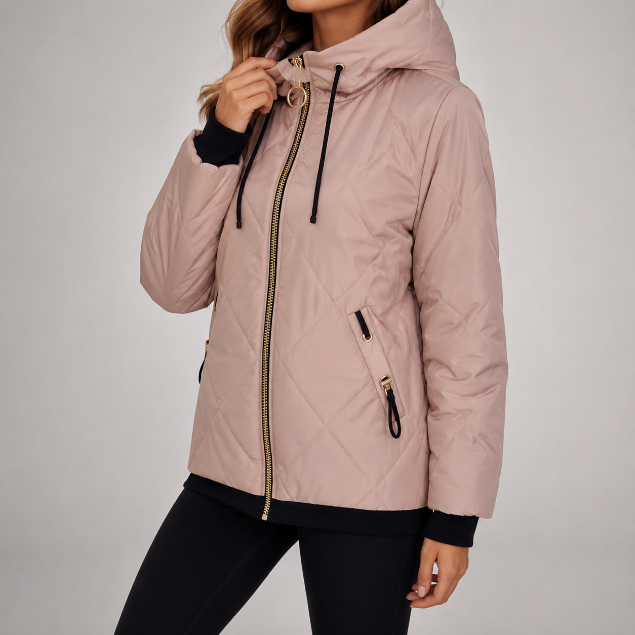 Marilyn™ | Quilted Hooded Zip Front Jacket