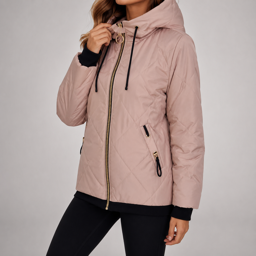 Marilyn™ | Quilted Hooded Zip Front Jacket