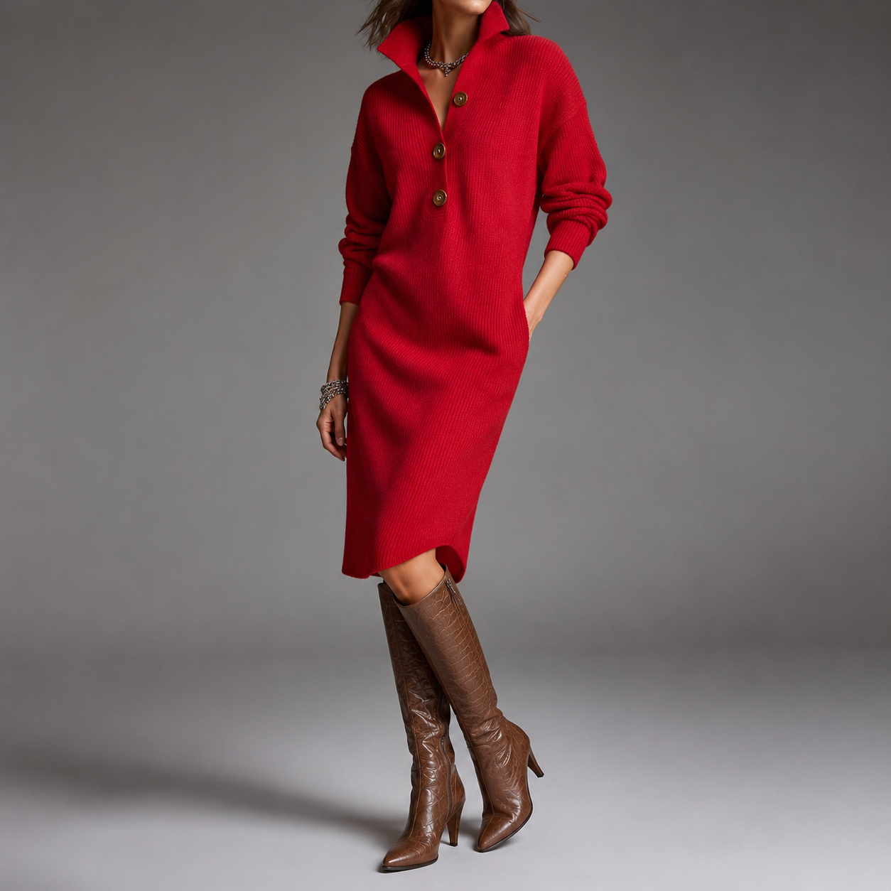 Carmen™ | Warm Knit Midi Dress