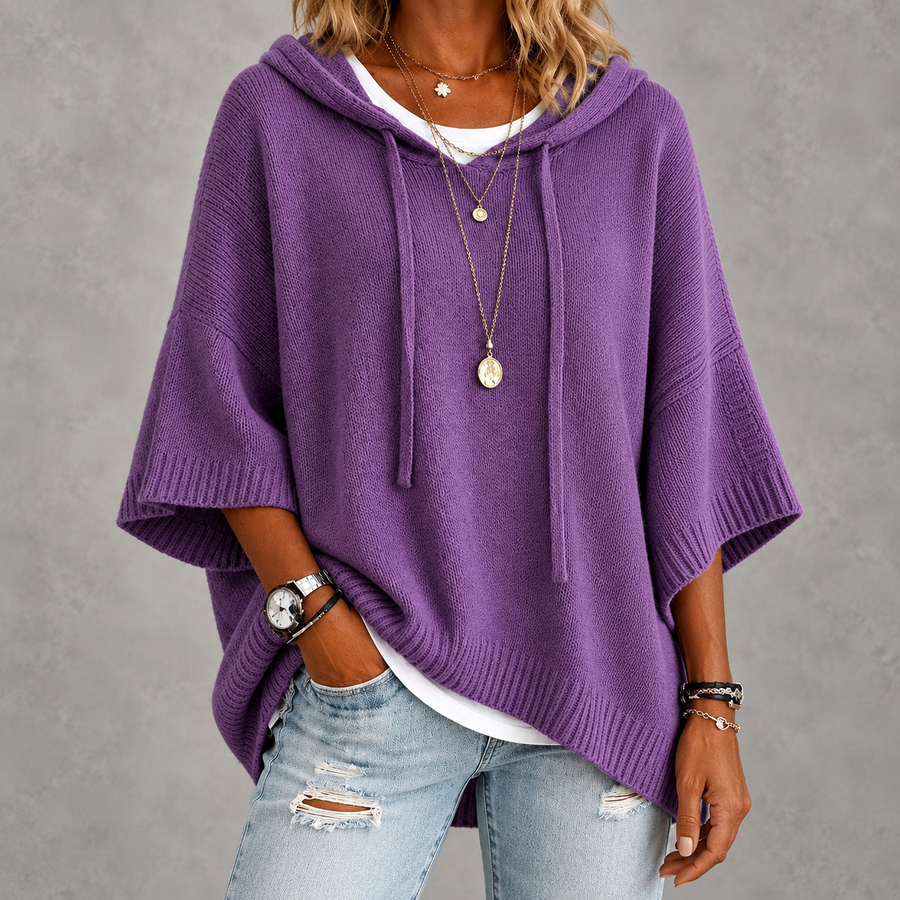 Elodie – Purple Poncho Sweater