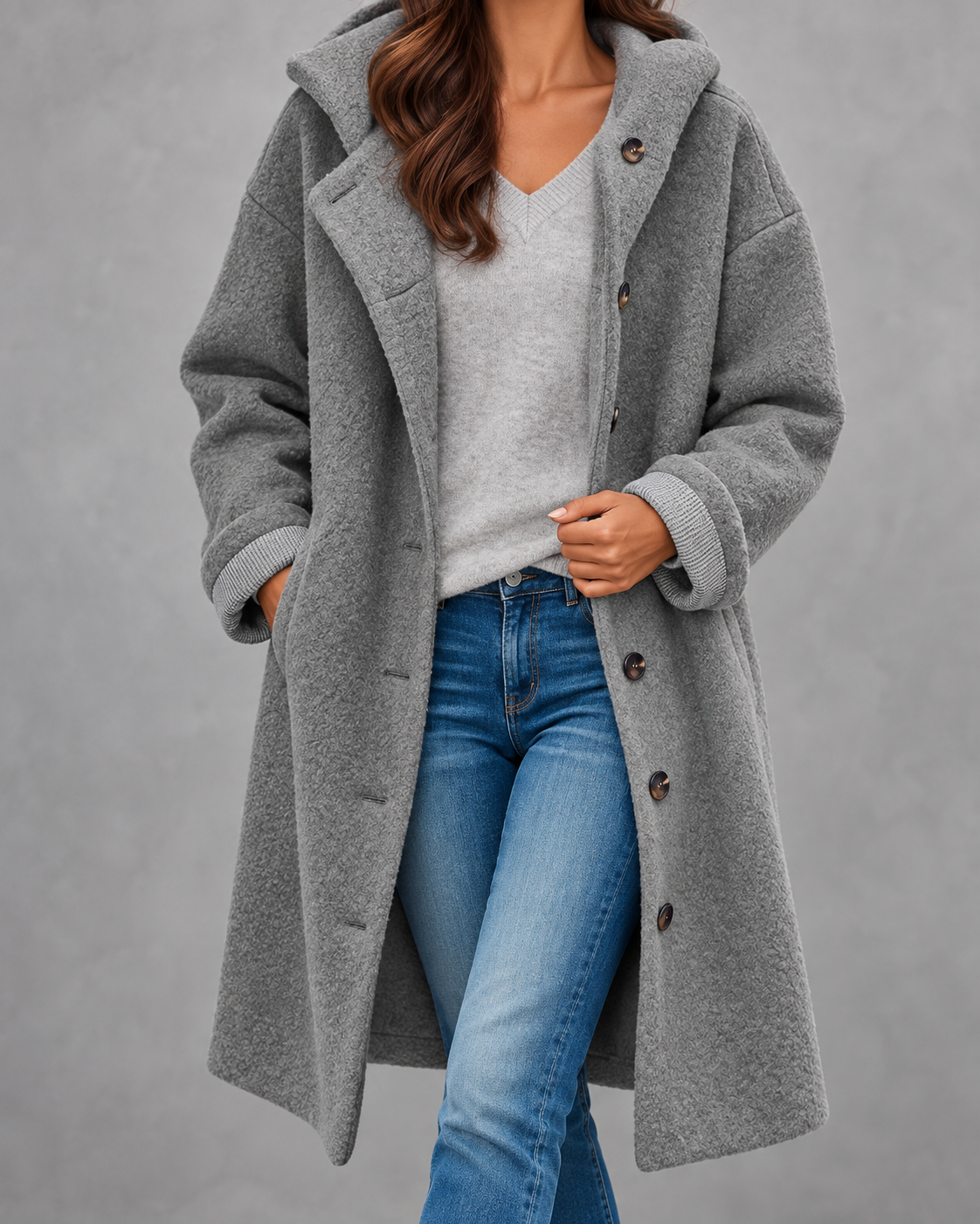 Eleanor | Longline Hooded Button-Front Coat
