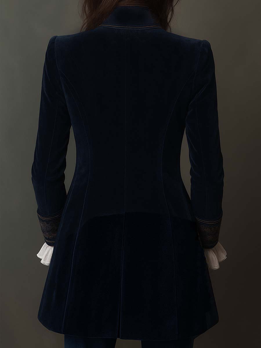 Lucy I Vintage Navy Embroidered Longline Jacket