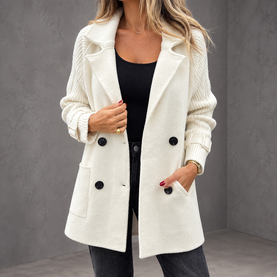 Isola | Knit Sleeve Double-Breasted Coat