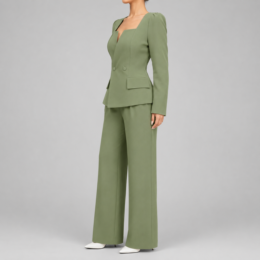 Serena™ | Elegant Square-Neck Two-Piece Set