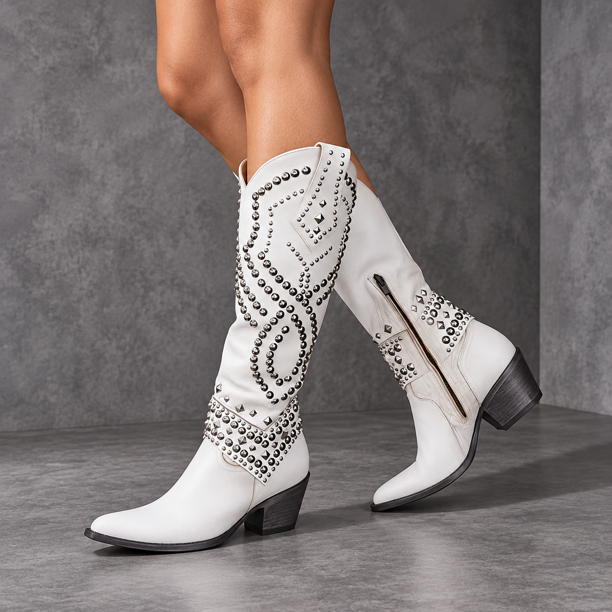 Rufa | Studded Western Knee-High Boots