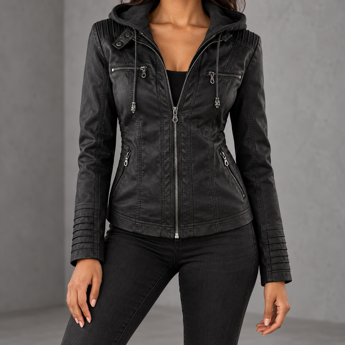 Callista | Hooded Moto Jacket