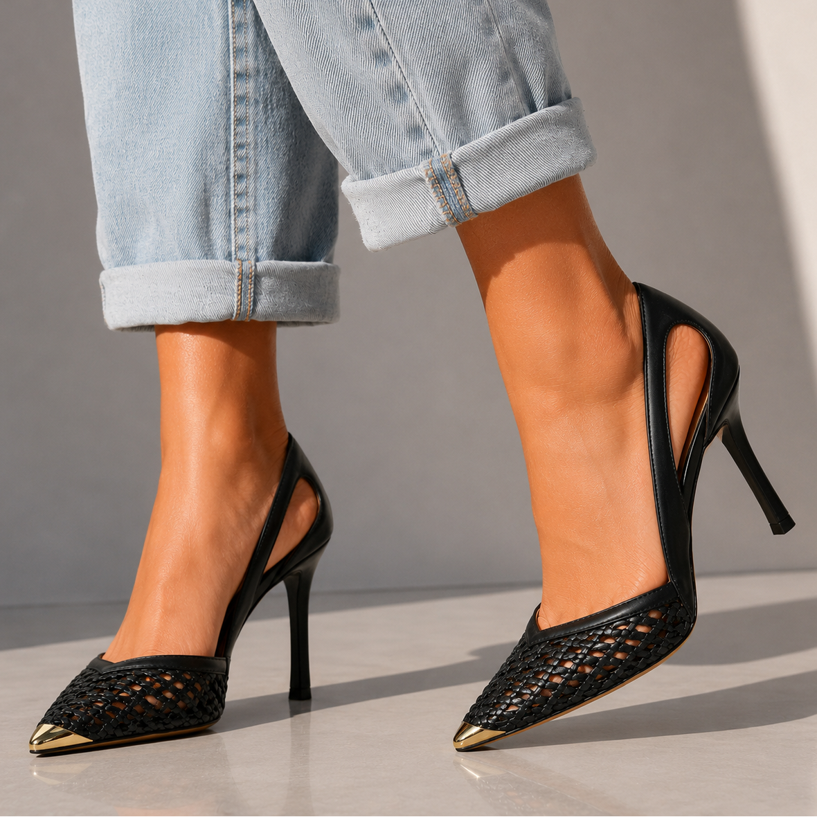 Anna I Gold Tip Heels
