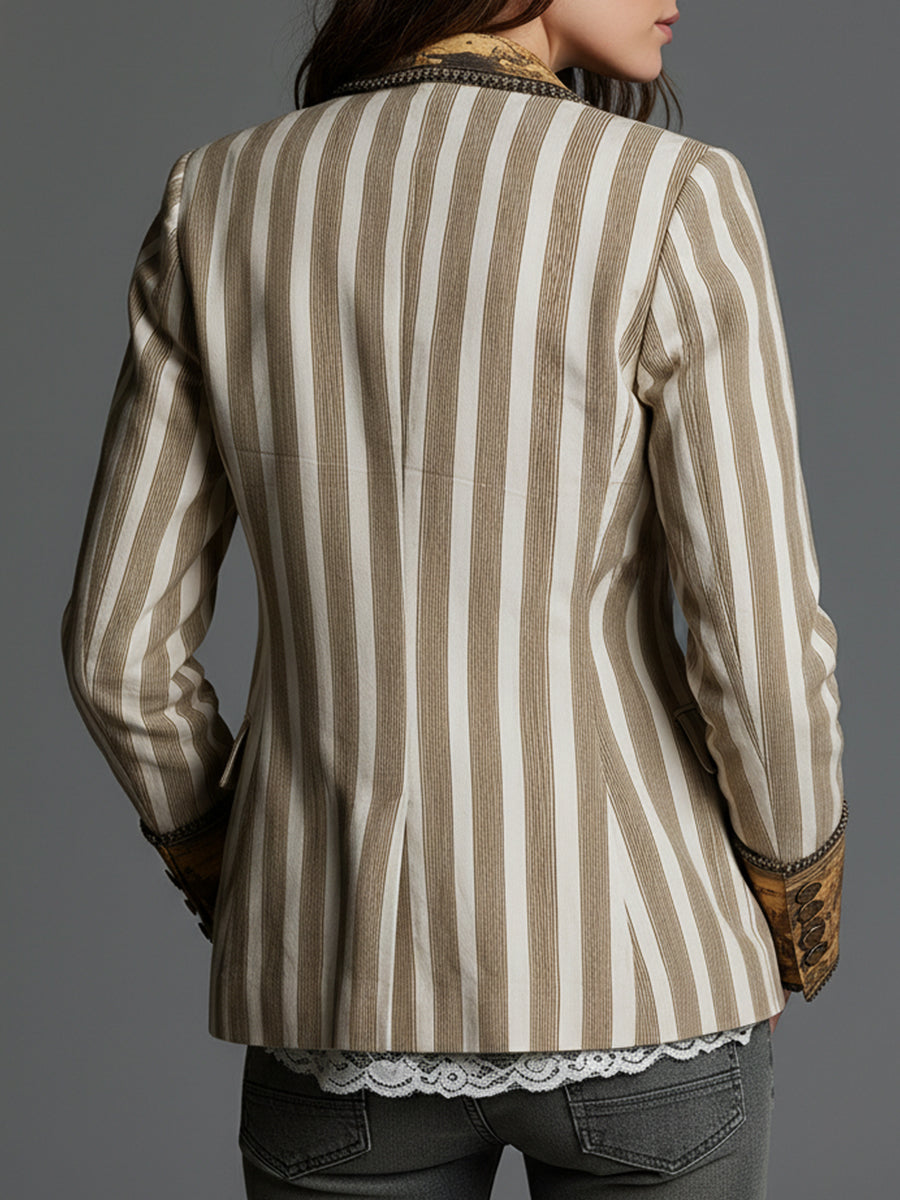 Rita I Boho Striped Printed Lapel Blazer