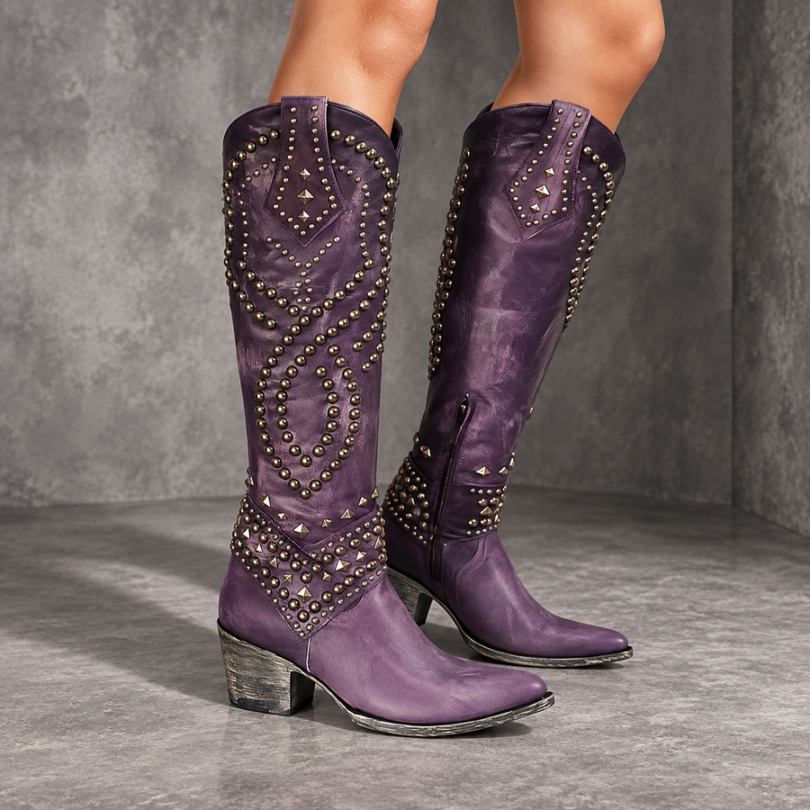 Rufa | Studded Western Knee-High Boots