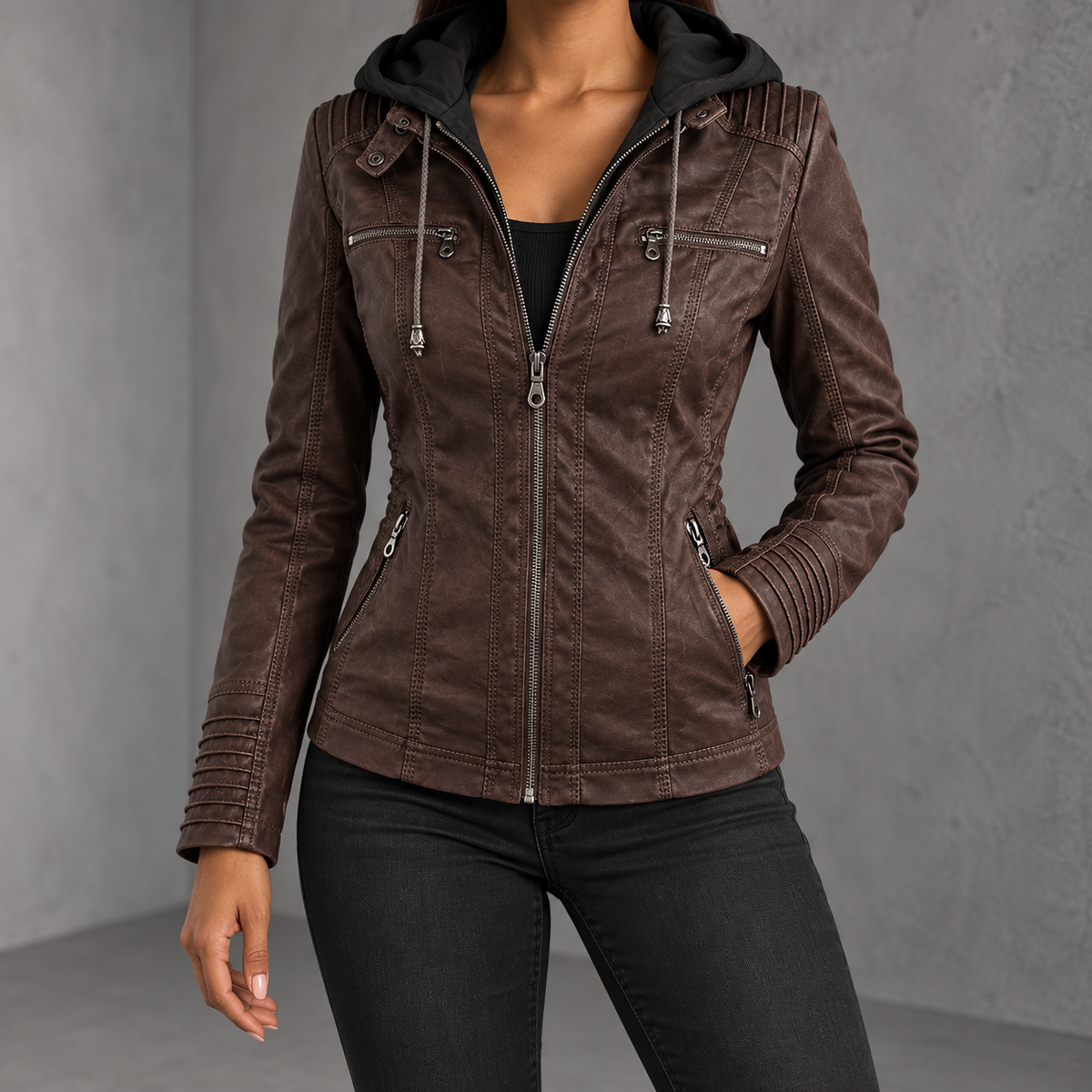 Callista | Hooded Moto Jacket
