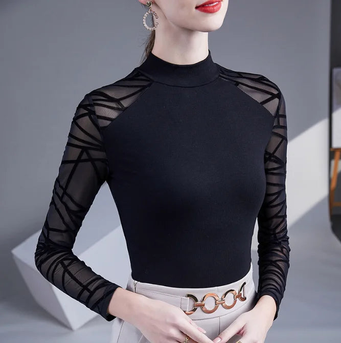 Celeste™ | Elegant Mesh Sleeve Top