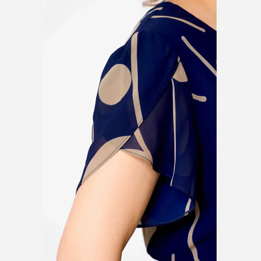 IVY | NAVY POLKA  MIDI DRESS