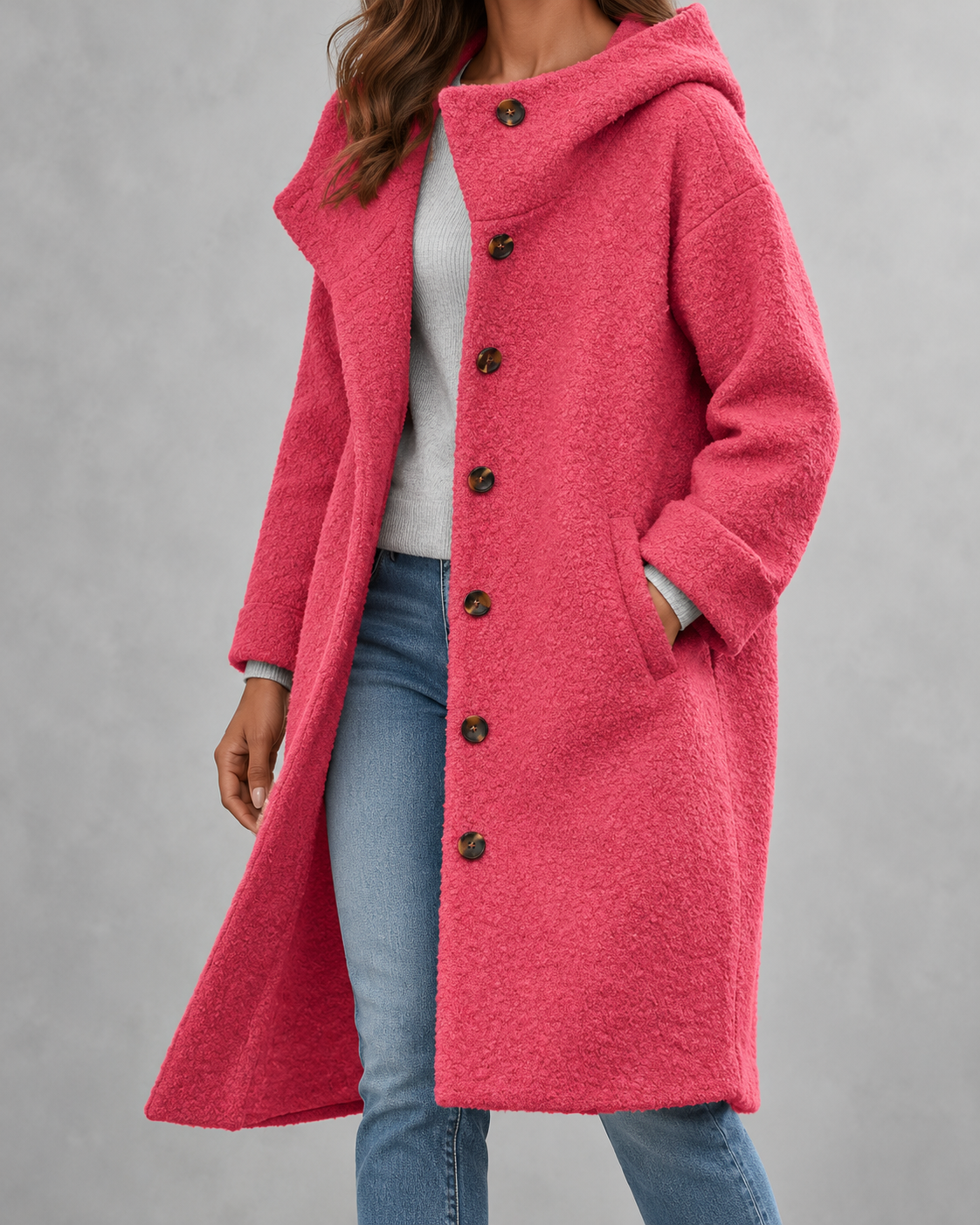 Eleanor | Longline Hooded Button-Front Coat