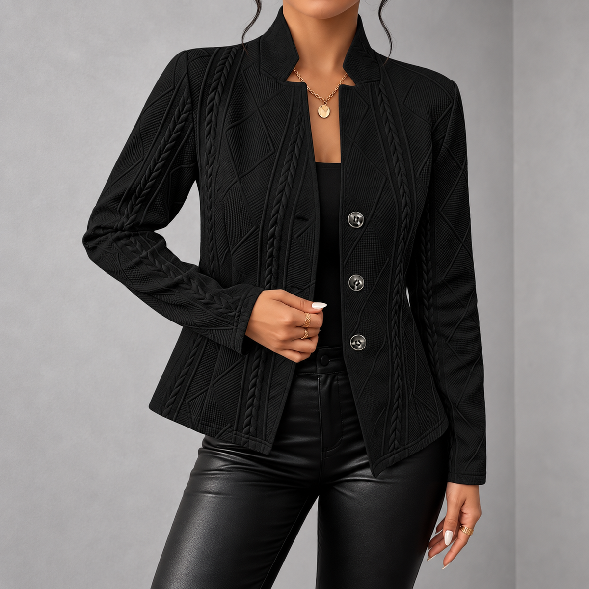 Loretta | Textured Button-Front Cardigan