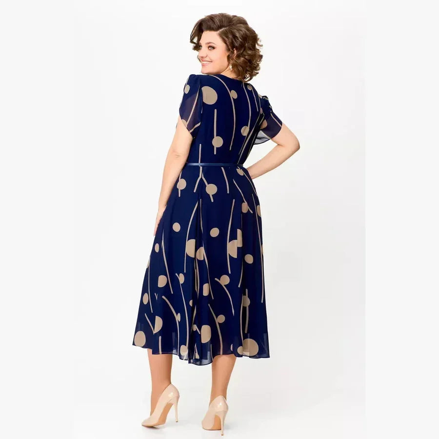 IVY | NAVY POLKA  MIDI DRESS
