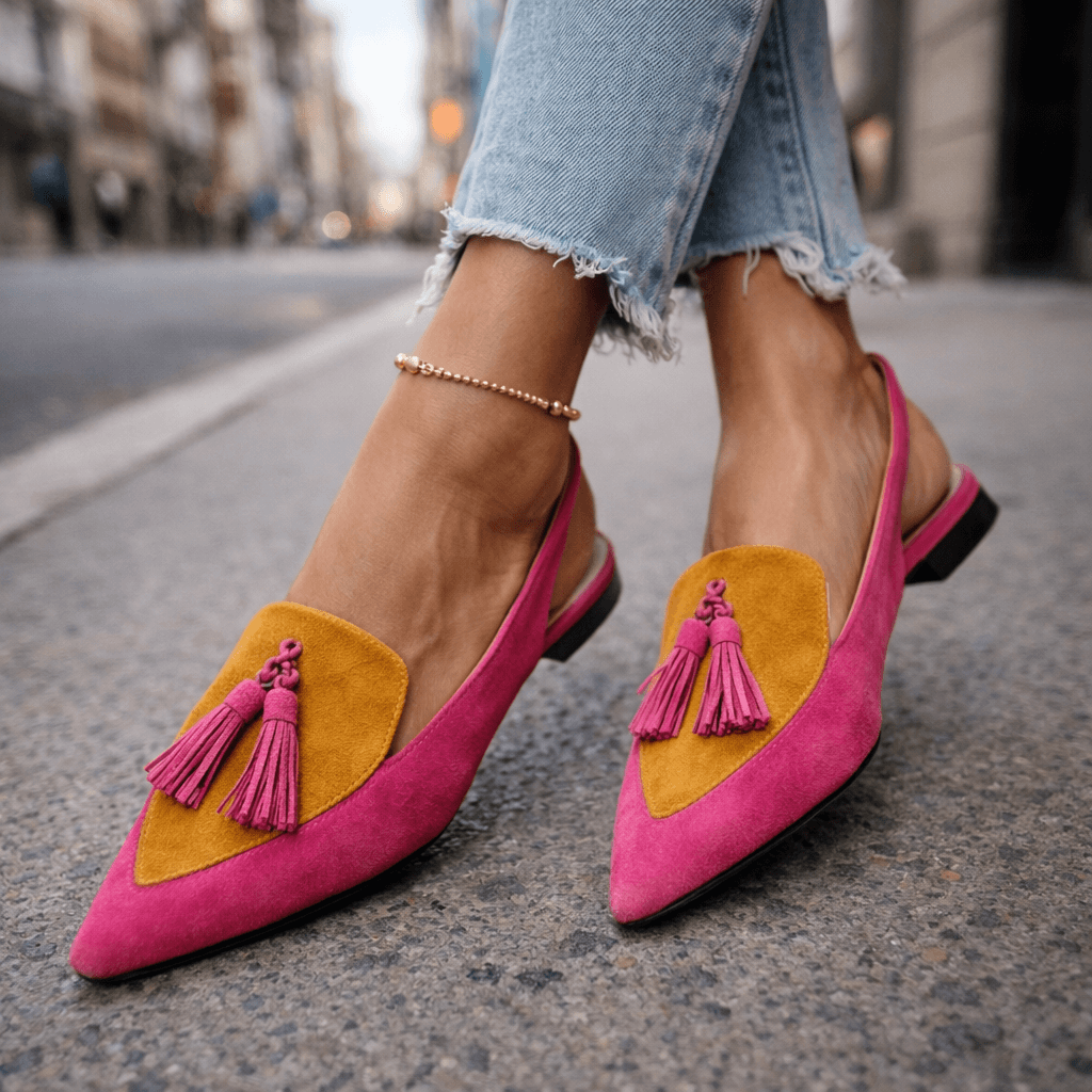 Isabella™ | Colorblock Tassel Slingback Flats