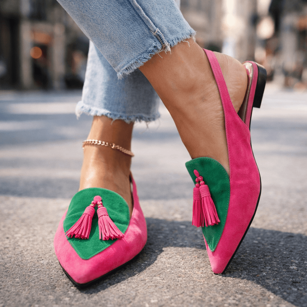 Isabella™ | Colorblock Tassel Slingback Flats