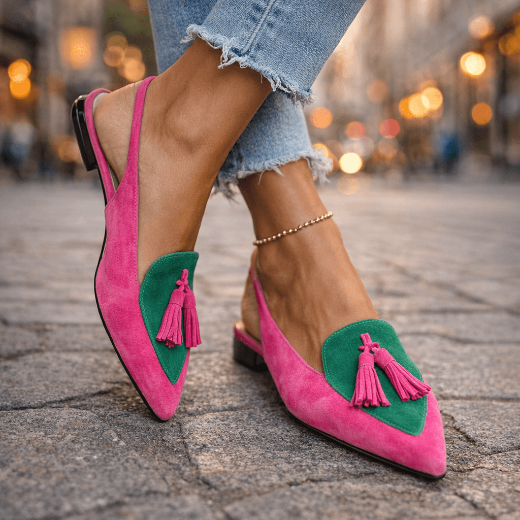 Isabella™ | Colorblock Tassel Slingback Flats