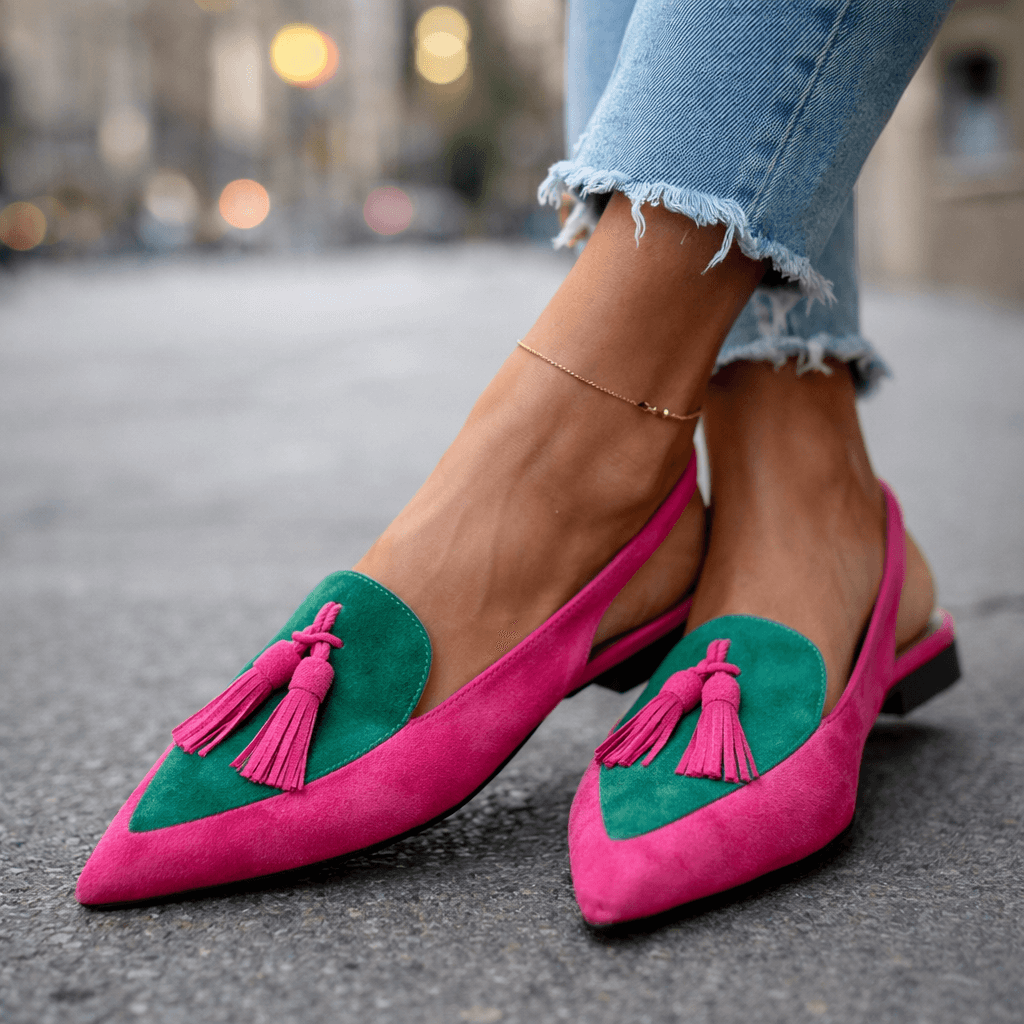 Isabella™ | Colorblock Tassel Slingback Flats
