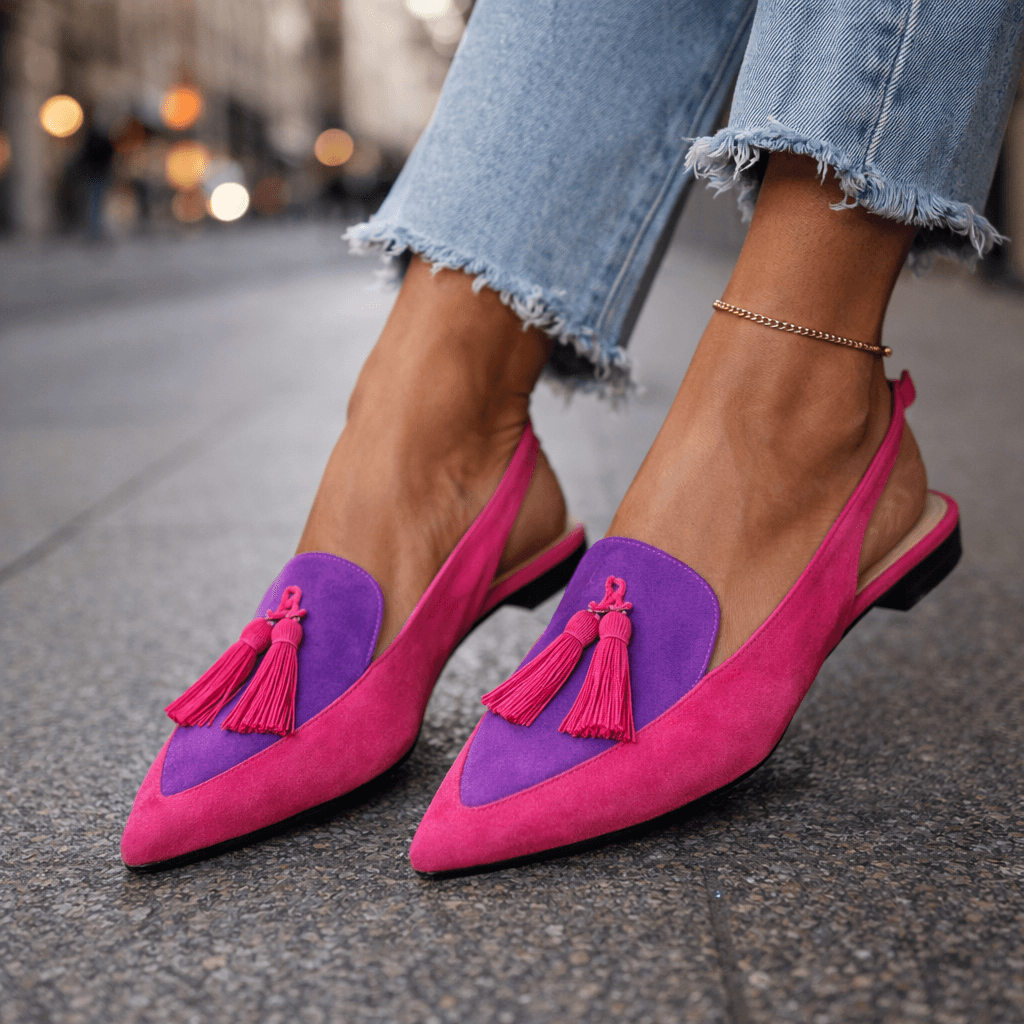 Isabella™ | Colorblock Tassel Slingback Flats
