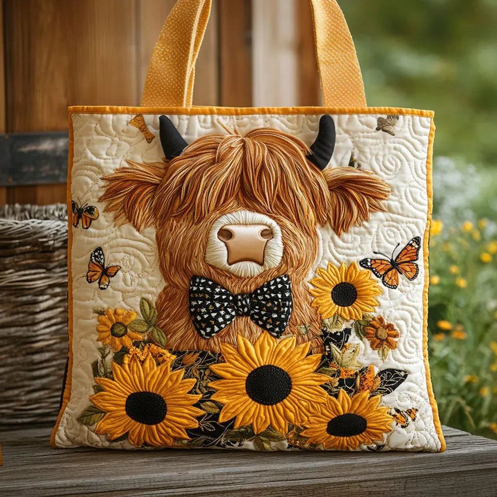 Artisan Bag - Highland Cow with Sunflowers