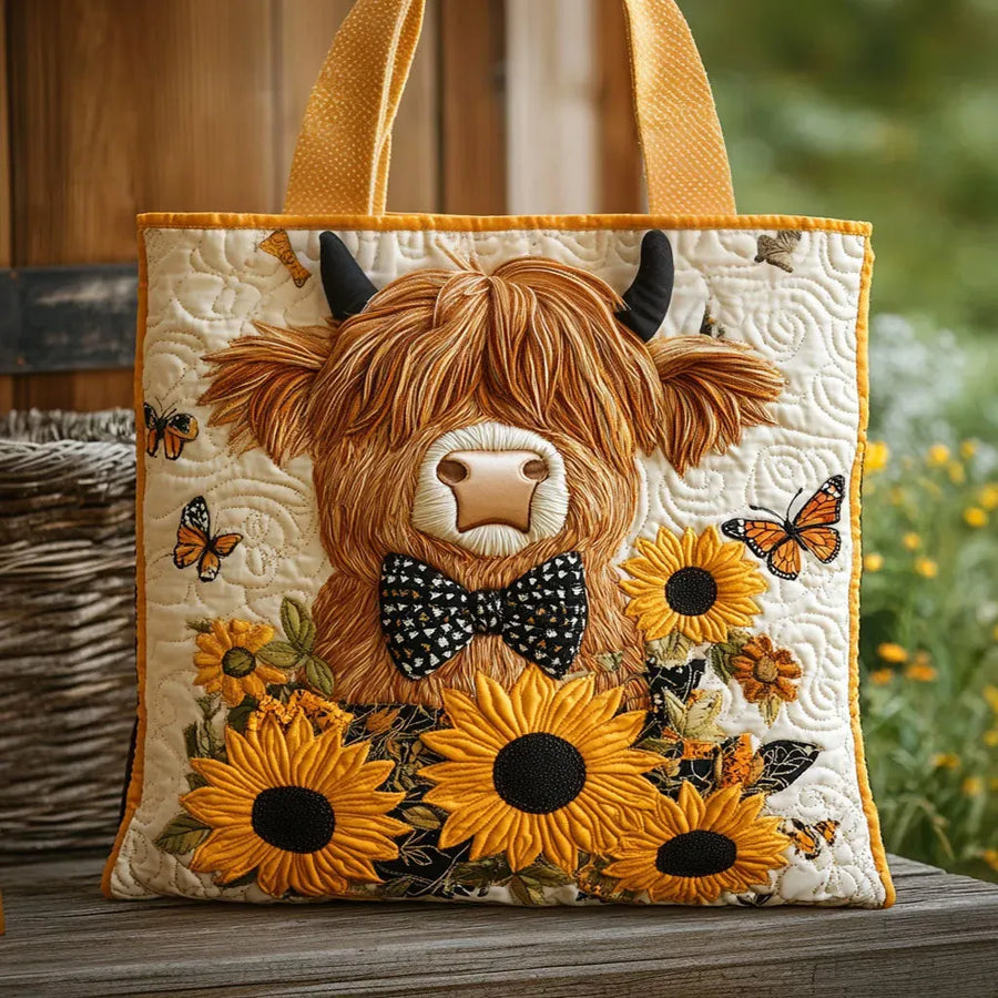 Artisan Bag - Highland Cow with Sunflowers