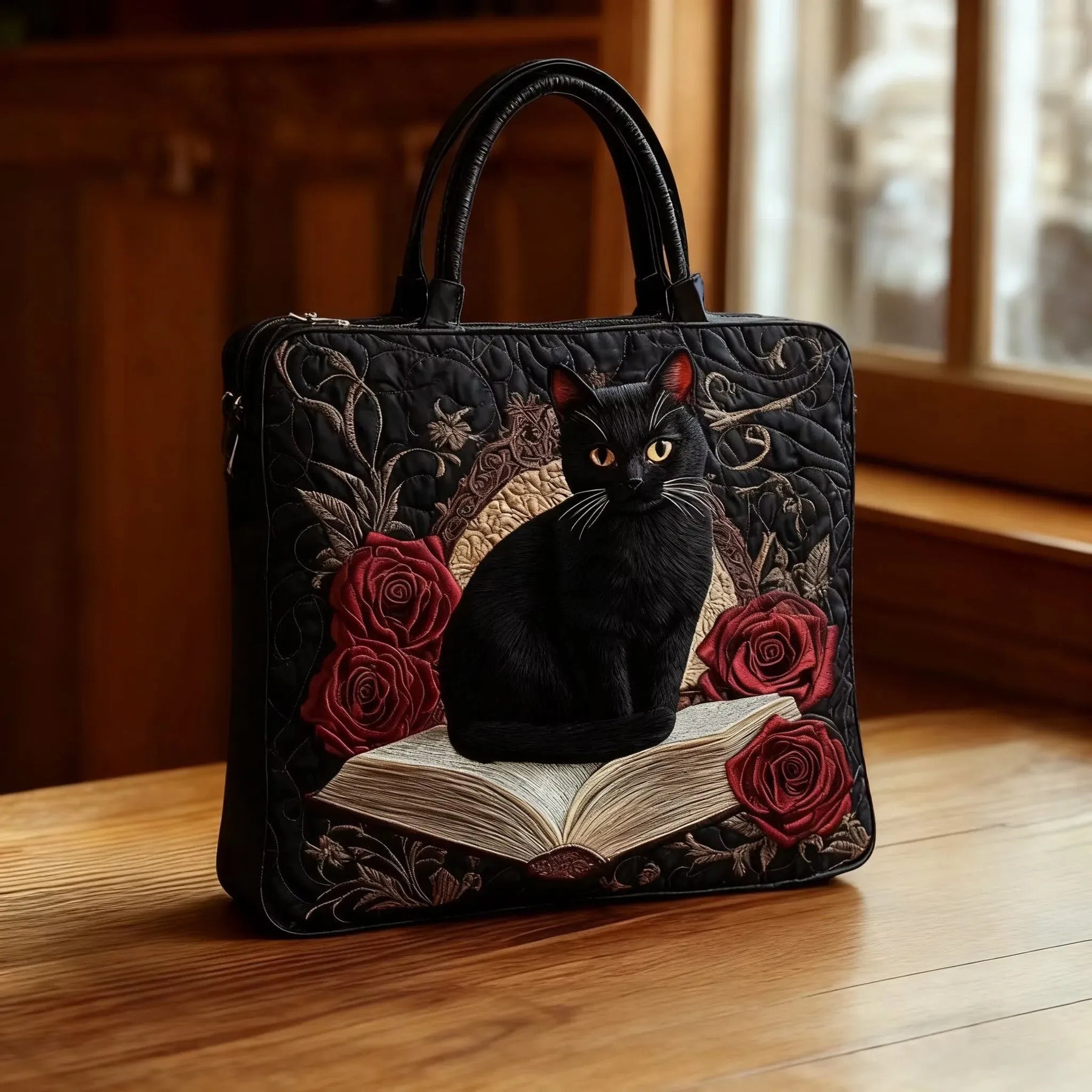 Artisan Bag – Black Cat & Roses