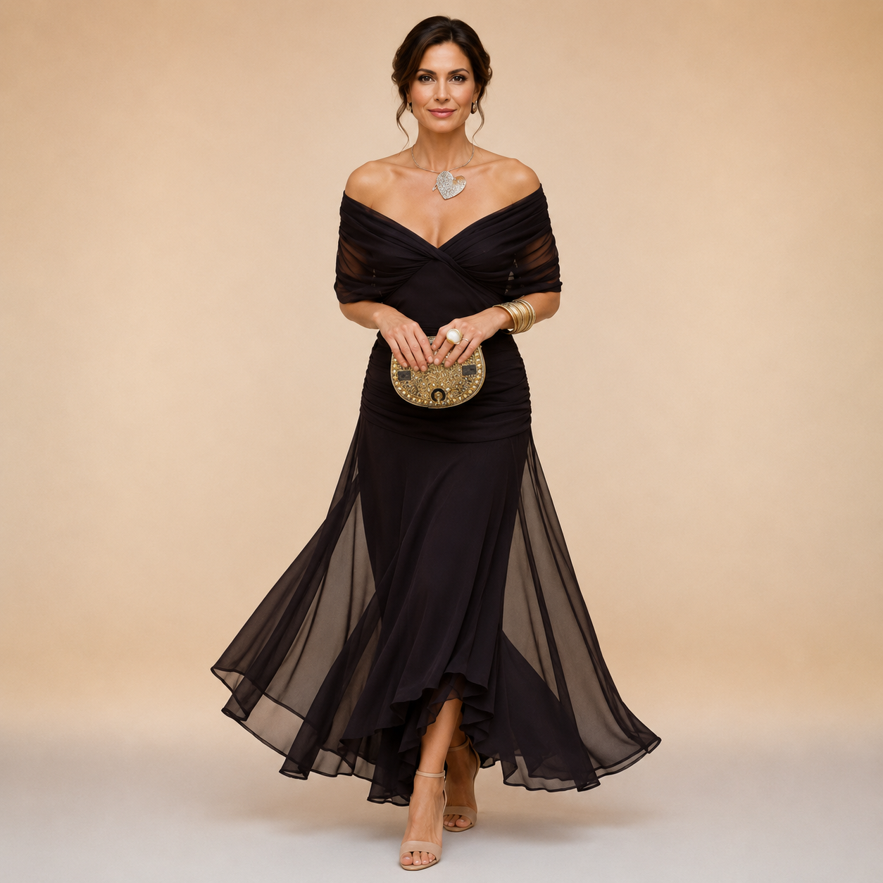 Emma | Draped V-Neck  Maxi Dress