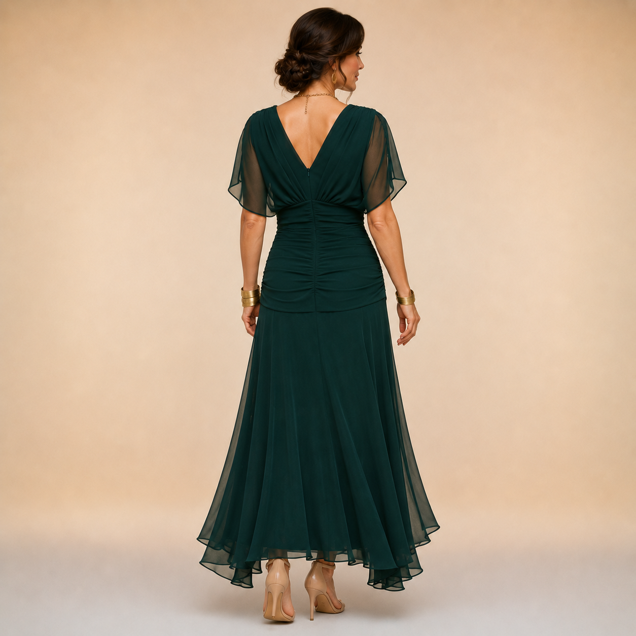 Emma | Draped V-Neck  Maxi Dress