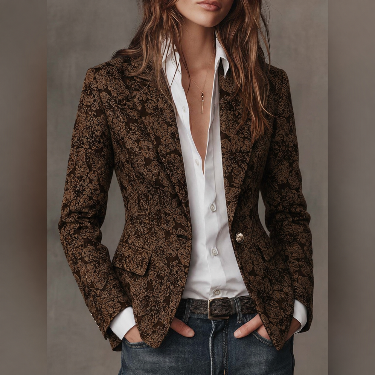 Hannah I  Paisley Jacquard Fitted Blazer