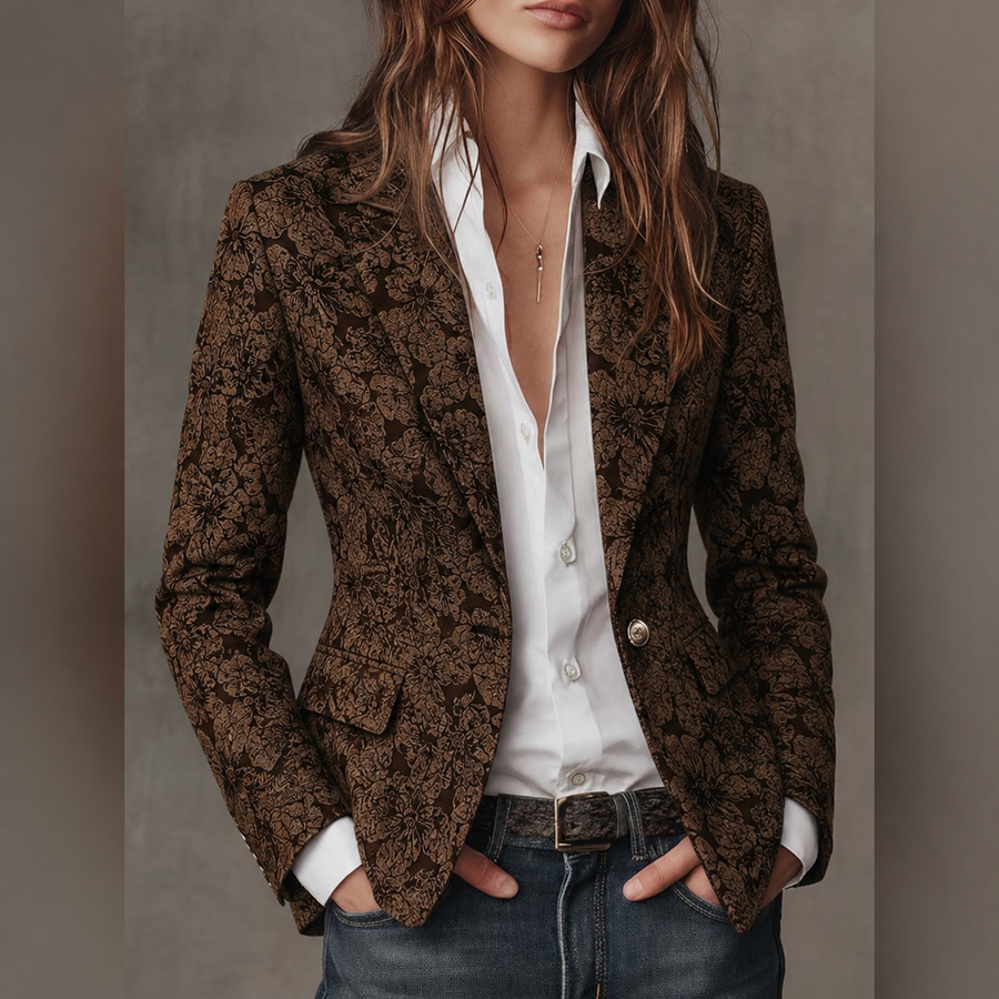 Hannah I  Paisley Jacquard Fitted Blazer