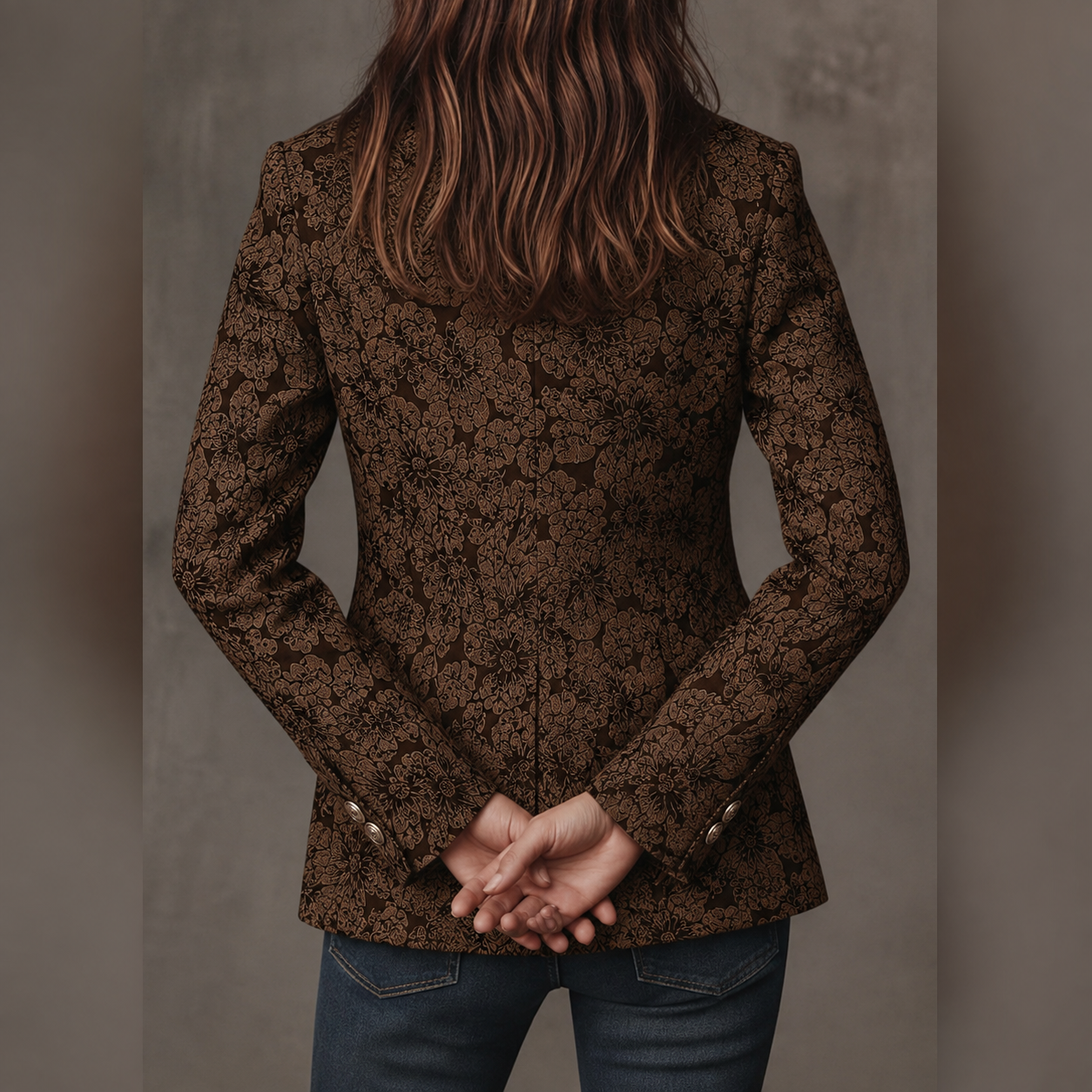 Hannah I  Paisley Jacquard Fitted Blazer