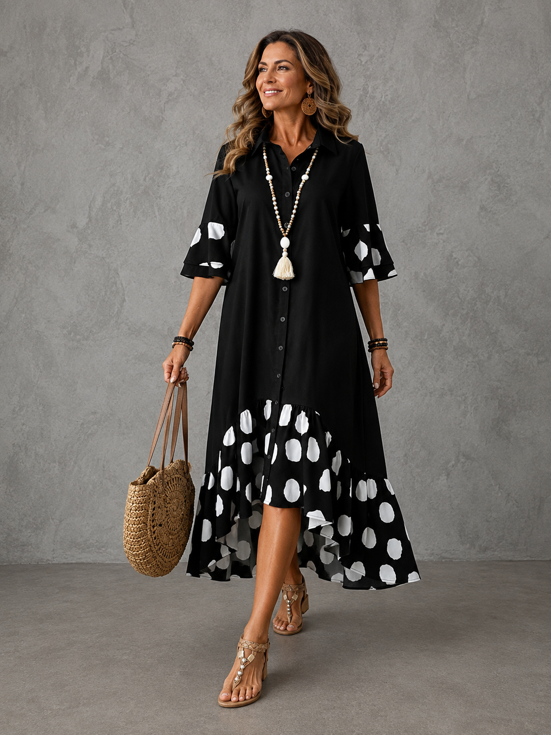 Beatrice | Polka Dot Lapel Dress