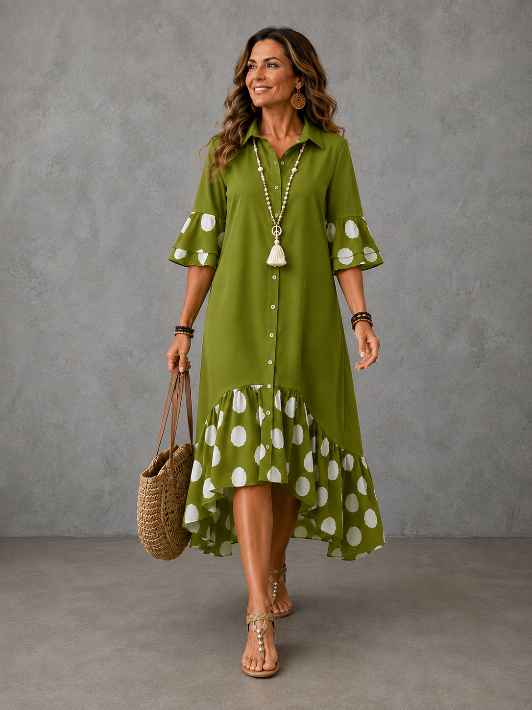 Beatrice | Polka Dot Lapel Dress