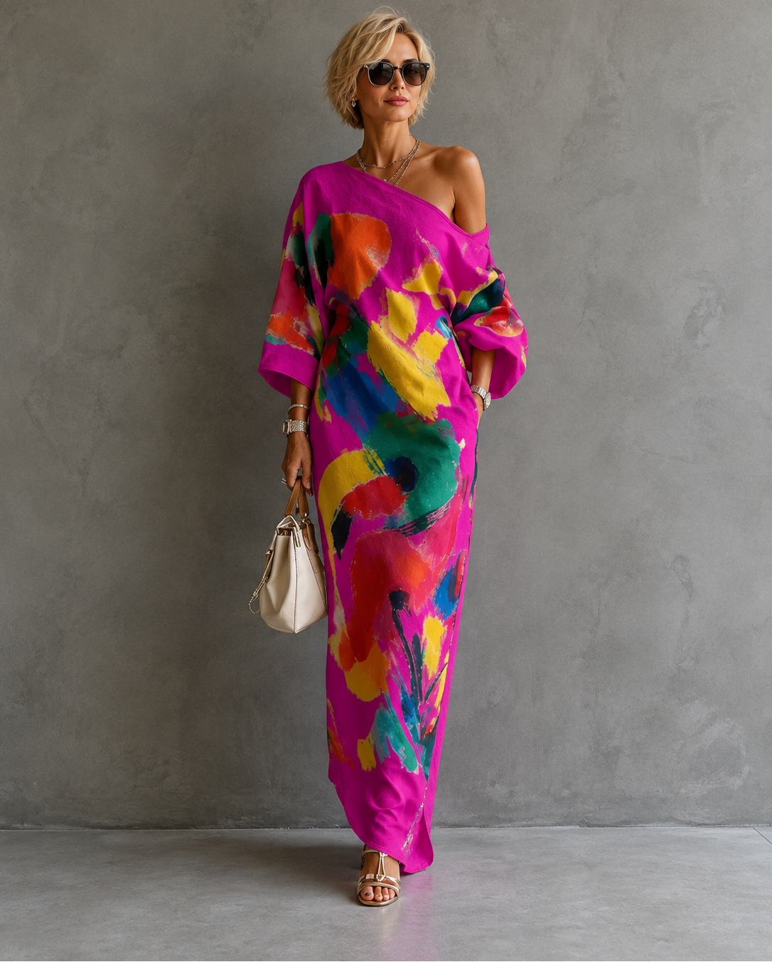 Adeline | Abstract Print Maxi Dress