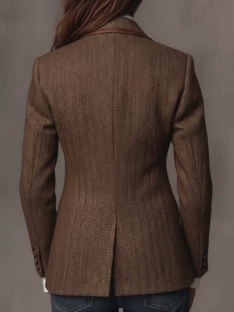 Elodie I Herringbone Printed Panel Blazer