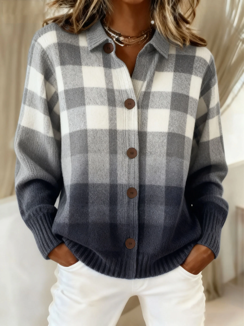Hazel™ | Plaid Knit Cardigan