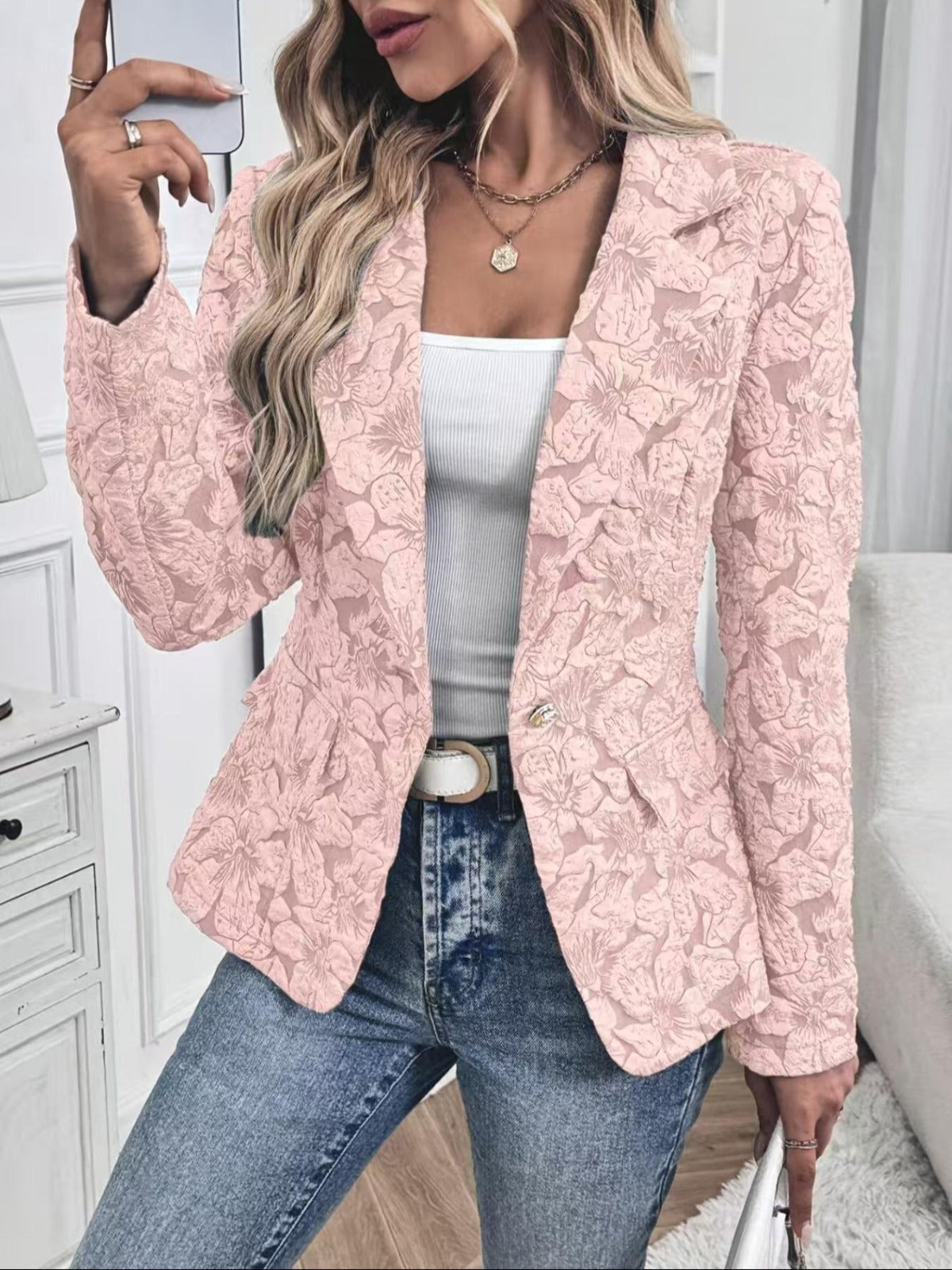 Hannah I  Paisley Jacquard Fitted Blazer