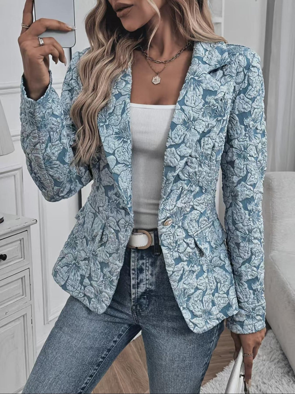 Hannah I  Paisley Jacquard Fitted Blazer