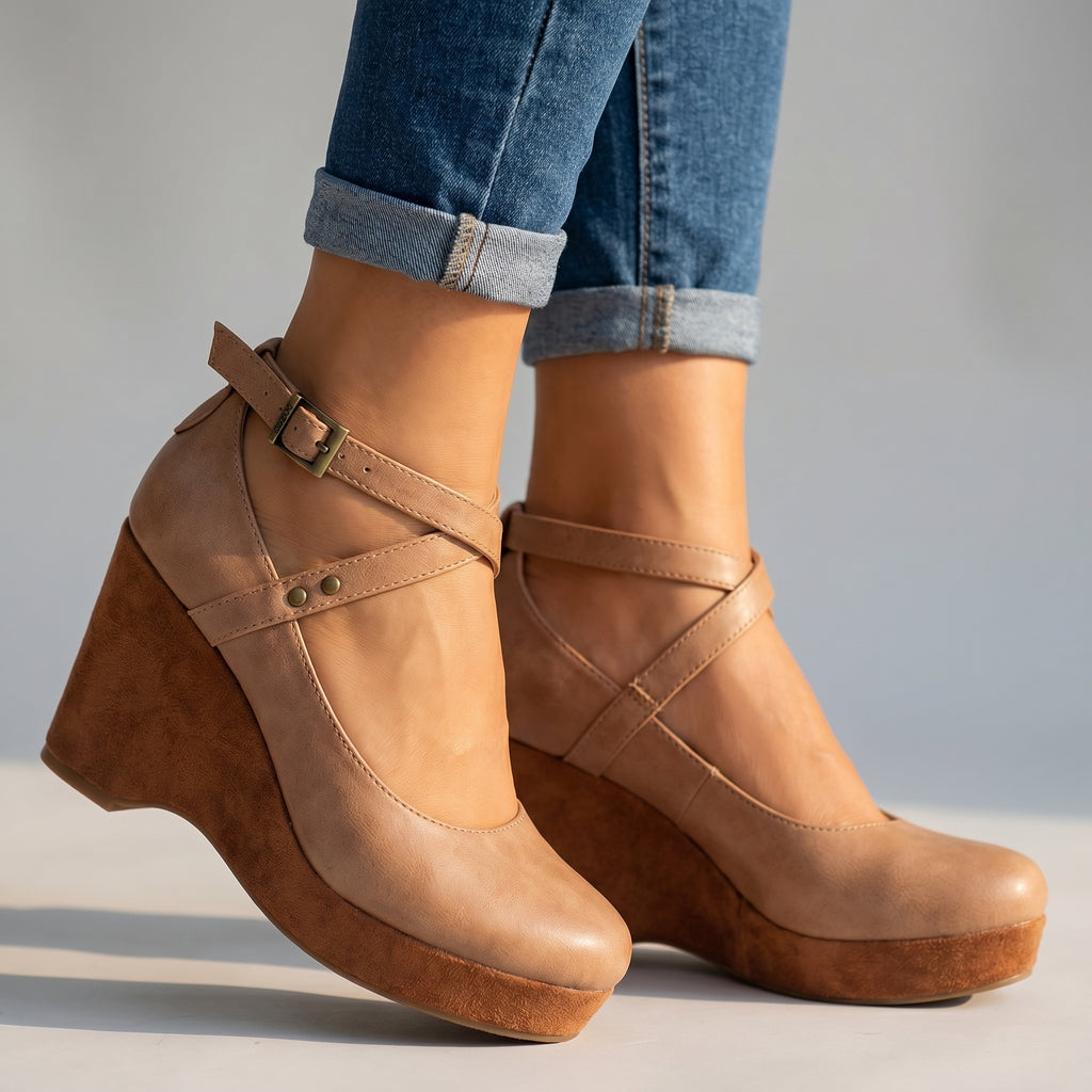 Annabel I Cross-Strap Wedges