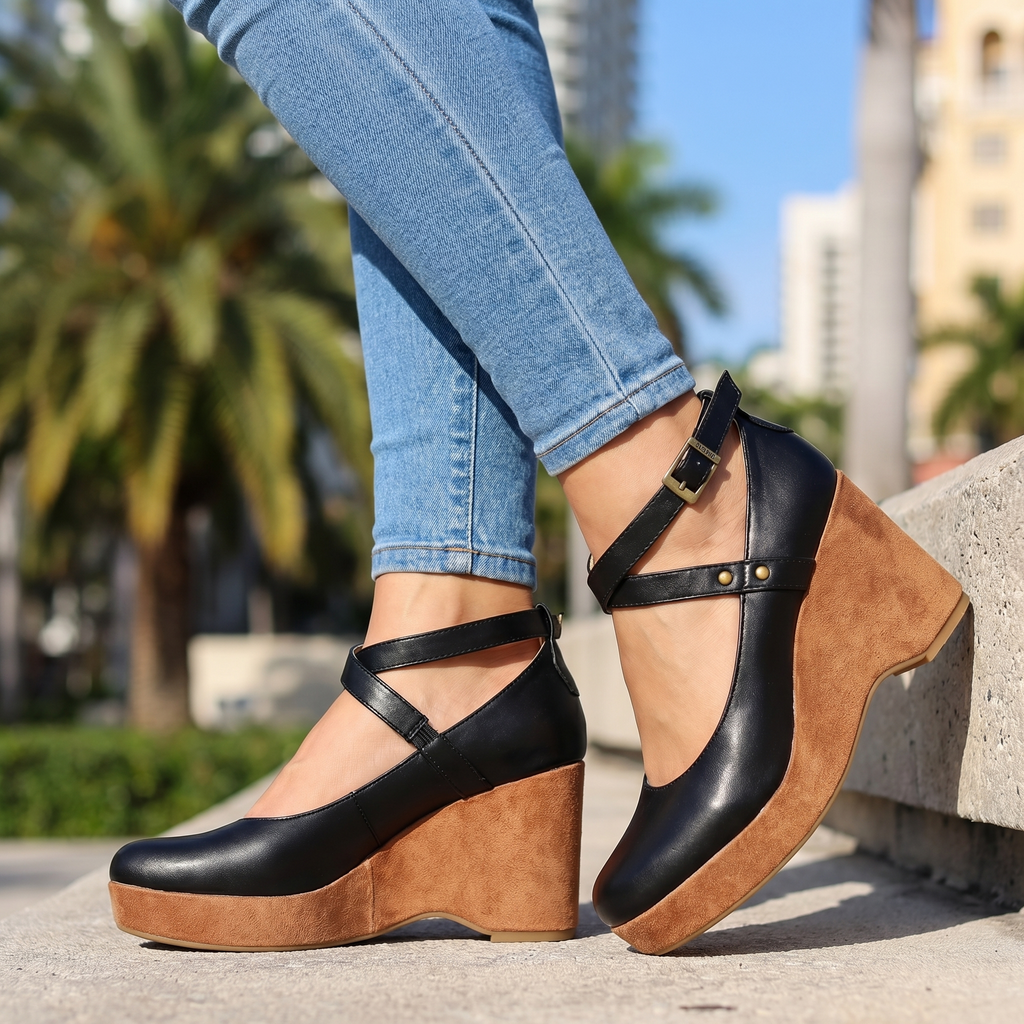 Annabel I Cross-Strap Wedges