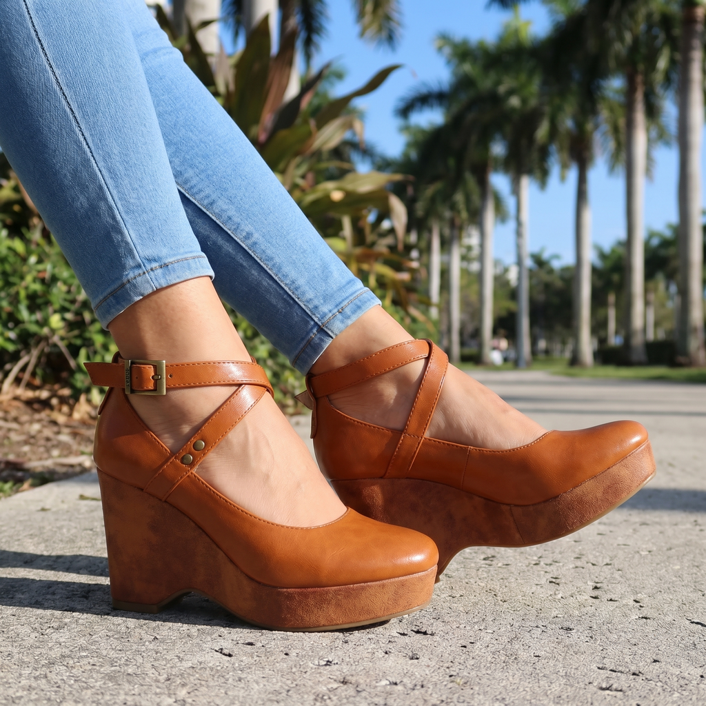Annabel I Cross-Strap Wedges