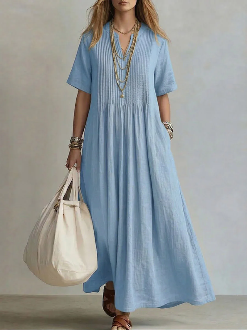 Irene - Pleated Cotton Maxi Dress