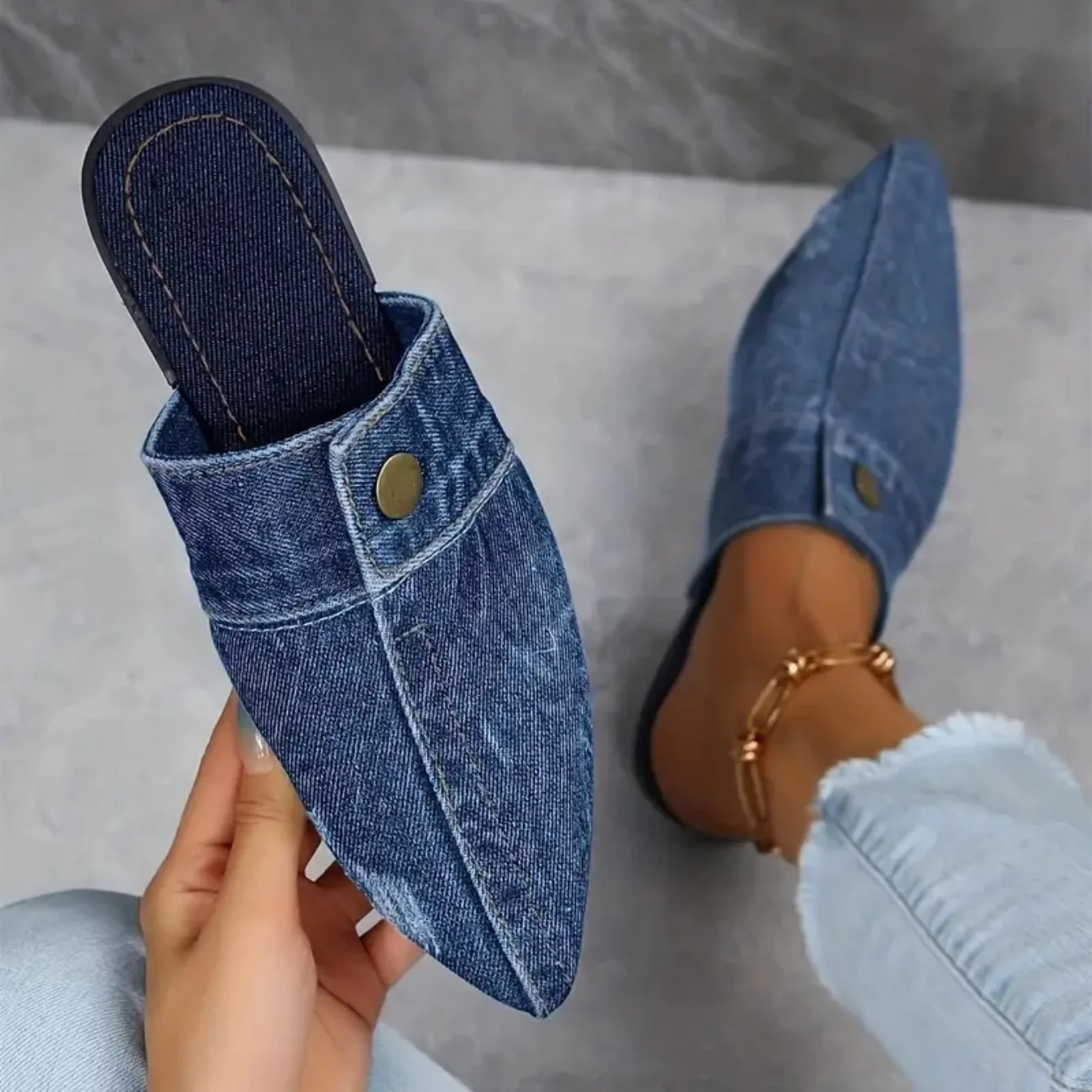Sara I Denim Theory Mule Slide