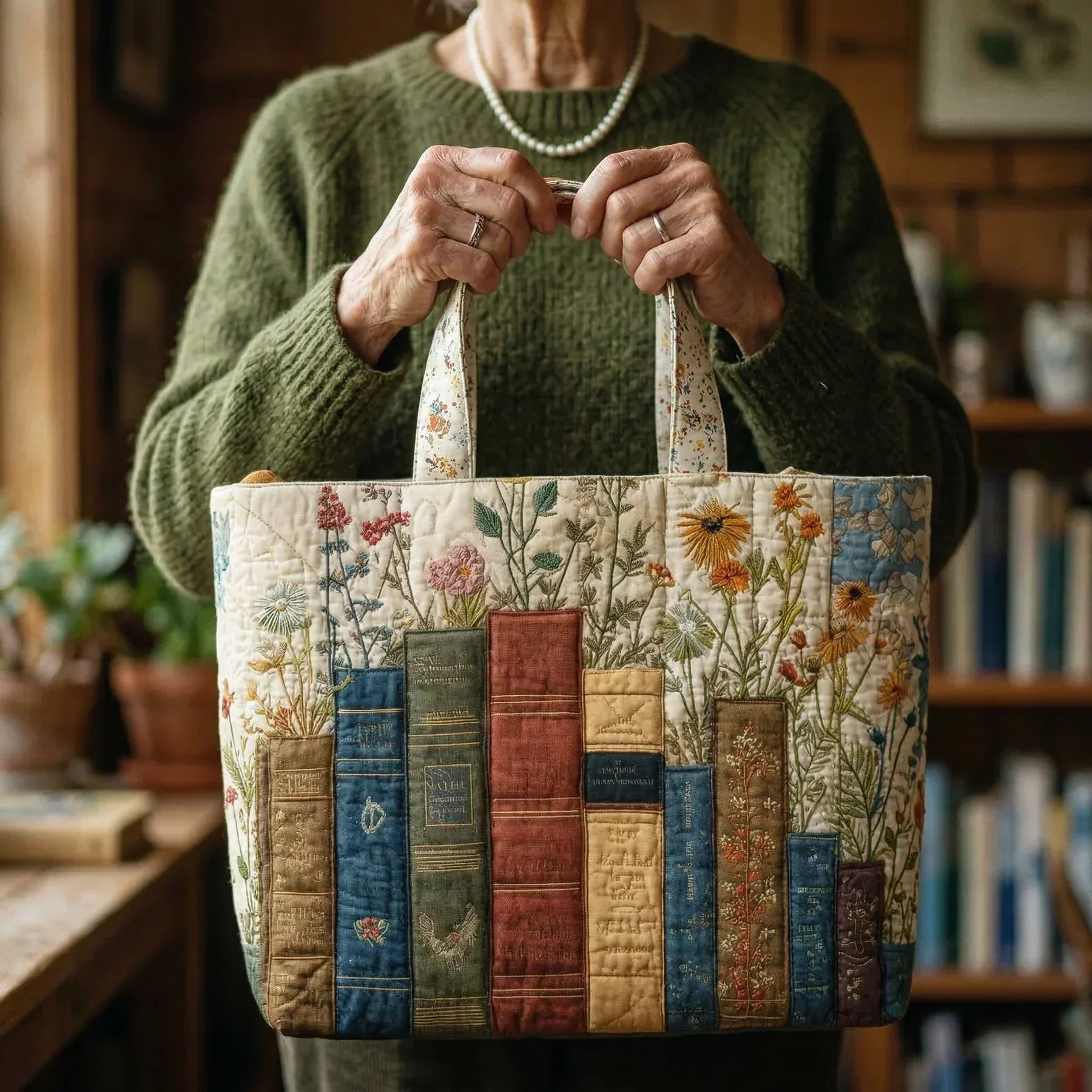 Artisan Bag – Books & Flowers